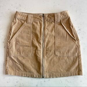 Hollister Tan Corduroy Front Zip Skirt